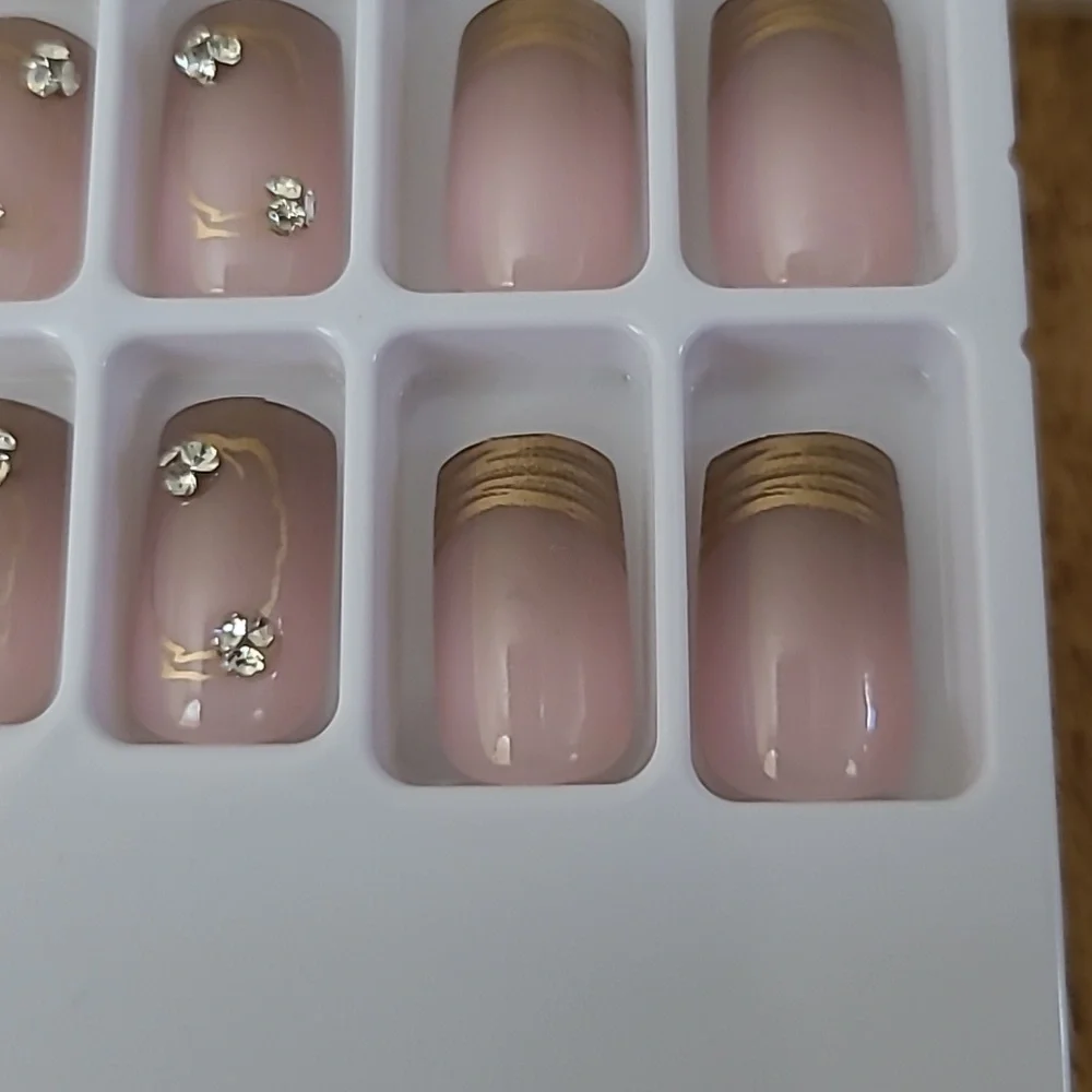2/$16 Rhinestone French Manicure Press On Nails